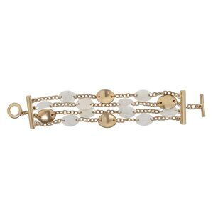 American Living Multi Strand Hammered Gold Nugget and Stone Bracelet